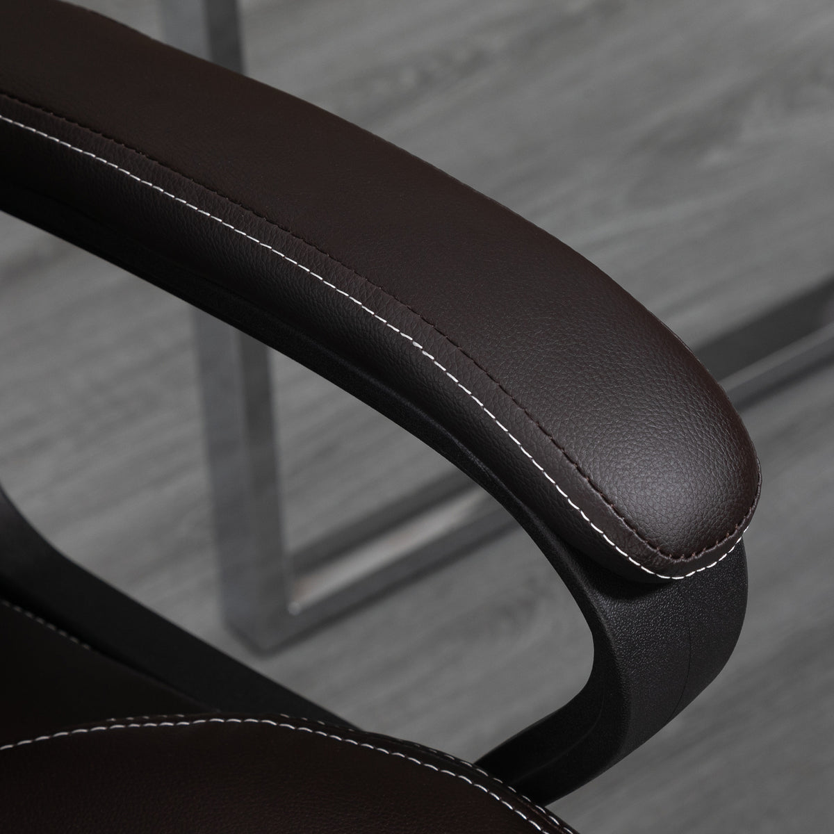 Fauteuil de bureau massant  fauteuil bureau ergonomique grand confort hauteur réglable fonction dossier à bascule revêtement synthétique brun
