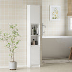 Meuble colonne salle de bain, meuble de rangement avec 2 portes, 2 compartiments ouverts, , 30 x 24 x 170 cm, blanc