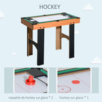 Mini Table multi jeux 4 en 1 babyfoot billard air hockey ping-pong avec accessoires en bois 92L x 78l x 80H cm