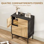 Buffet salon meuble de rangement armoire de cuisine portes à pousser et 4 placards style moderne 60 x 35 x 78 cm, noir