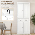 Armoire de cuisine buffet cuisine multi-rangements étagères réglables 4 portes grand tiroir 76,2 x 40,2 x 183 cm blanc