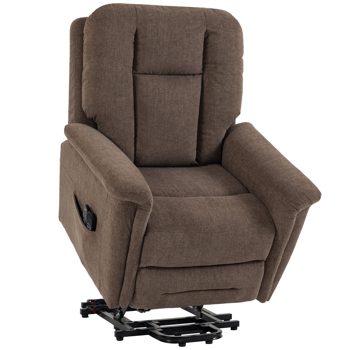 Electric Lift Chair Massage and Heat Electric Recliner Chair Velvet USB Port Reclining Backrest Brown