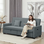 Canapé convertible 3 places canapé-lit clic-clac réversible avec dossier réglable et coussins, 196 x 90 x 89 cm, gris