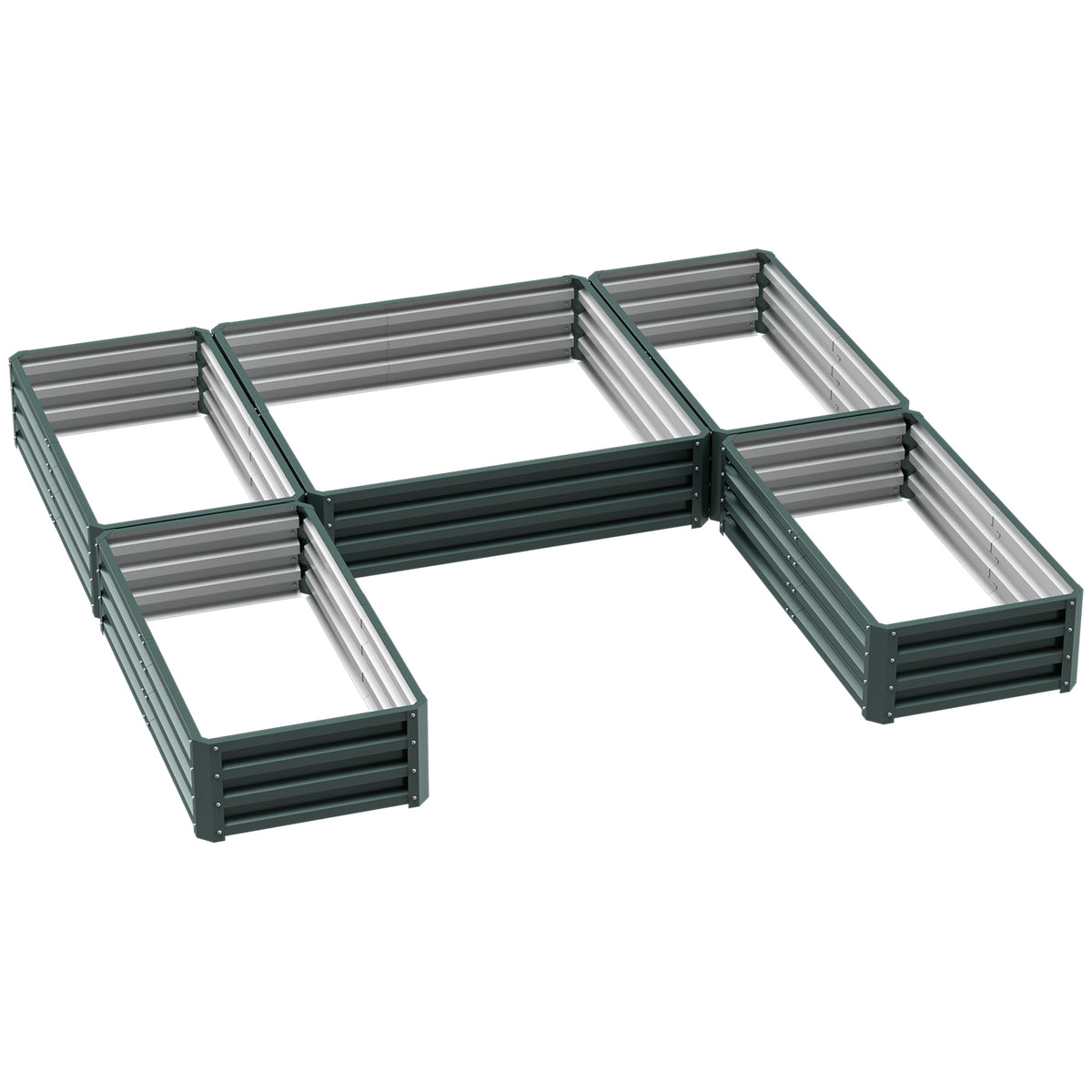 Jardinière carré potager de jardin en acier modulable ensemble de 5 jardinières pour légumes, plantes, fleurs, vert