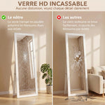 Miroir sur pied mural ou à poser rectangulaire avec cadre en bois pour salon chambre à coucher 37 x 155 cm blanc