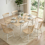 Table à manger pliante pour 2 à 6 personnes 74-134 cm, table de cuisine avec 2 abattants, pieds en acier, bois naturel