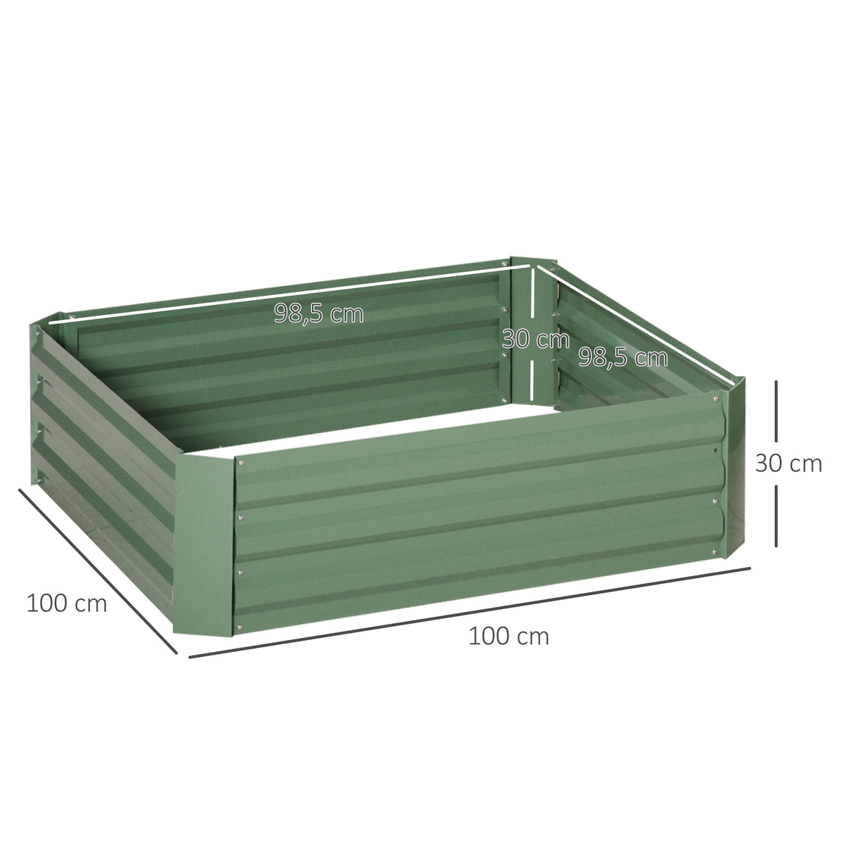 2 barazki-baratze multzoa, neurriak: 100L x 100l x 30H cm - altzairuzko xafla ondulatua, berdea