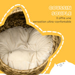 Panier chat lit surélevé chat cosy niche grotte à chat grand confort dim. 40L x 37l x 51H cm coussin moelleux beige inclus