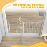 Barrière de sécurité chien barrière extensible 75-145 x 76 cm barrière escaliers couloirs portes sans perçage en acier et ABS blanc