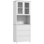 Buffet de cuisine meuble de rangement placard 2 portes 3 tiroirs et niche centrale dim. 68L x 38l x 172H cm MDF blanc