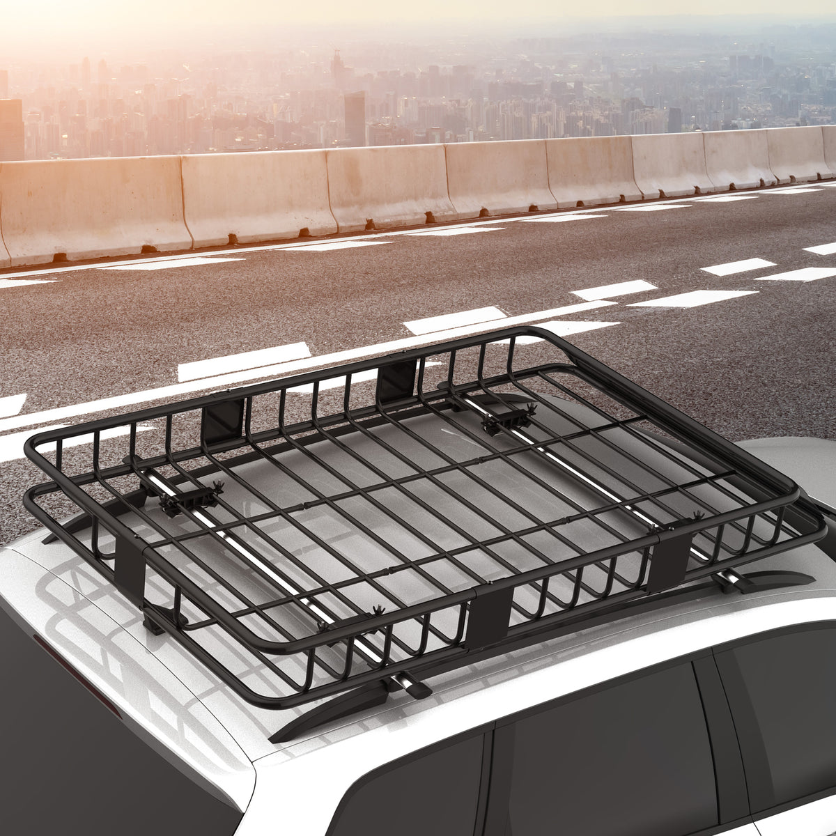 Porte-bagages Galerie de toit pour voiture en métal réglable en longueur de 109 à 162L cm Charge max 100kg