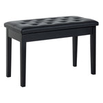 Banquette tabouret siège pour piano avec coffre de rangement pied bois caoutchouc assise capitonnée noir