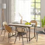 Table de salle à manger pour 6 personnes, style industriel en métal noir et bois, dim. 120L x 89l x 75,5H cm