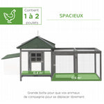 Poulailler cottage multi-équipement perchoir rampe pondoir enclos tiroir à déjection 196L x 76l x 97H cm bois massif pin gris blanc