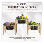 Jardinière sur Pieds carré Potager 2 étages dim. 184L x 45l x 80H cm Inserts d'irrigation Bois Sapin pré-huilé
