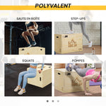 Box jump pliométrie 3 en 1 - Collaboration .fr x FFHandball - saut musculation fitness 61x51x76cm bois