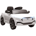 Coche eléctrico infantil Ford Mustang Mach-E con licencia oficial 12 V, mando a distancia 2,4 G, 2 motores, 92x55x44 cm, blanco