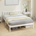 Estructura de cama de madera maciza 140x190 cm cama individual con cabecero y somier de láminas resistente para niños y adultos