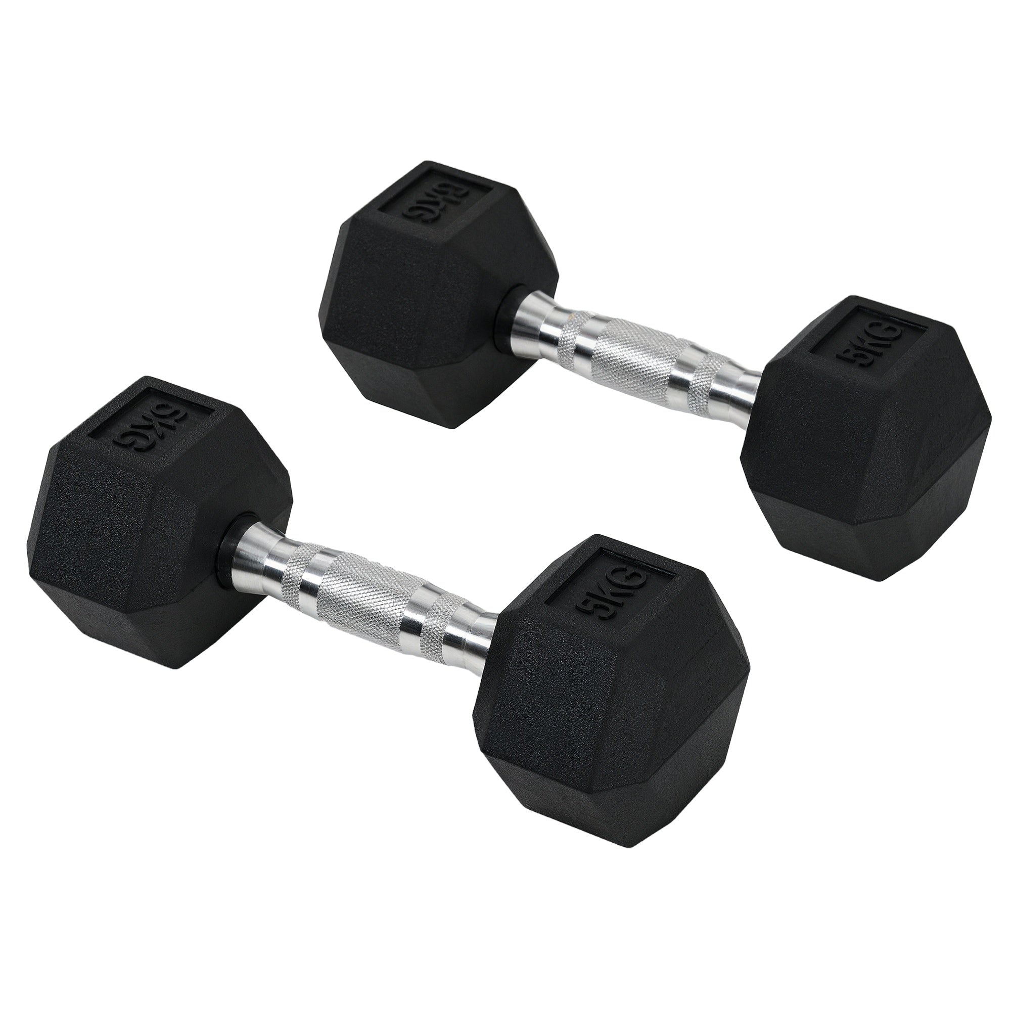 Kurzhantel-Set insgesamt 2 x 5 kg, Fitness-Hanteln für Damen und Herren, Krafttraining & Gewichtheben – Metall Gummi schwarz