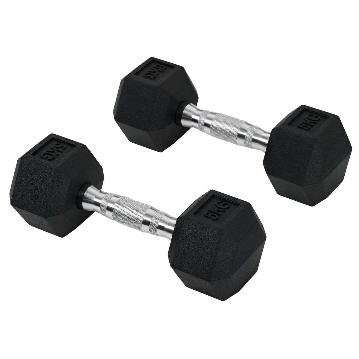 Kurzhantel-Set insgesamt 2 x 5 kg, Fitness-Hanteln für Damen und Herren, Krafttraining & Gewichtheben – Metall Gummi schwarz
