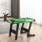 Tavolo da biliardo pieghevole con accessori: 2 stecche, 16 bilie, triangolo, gesso, dim. 104L x 55,5P x 68A cm, panno verde