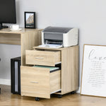 Caisson de bureau caisson de rangement mobile 2 tiroirs 5 roulettes en panneau de particules 39,5 x 39 x 58,5 cm