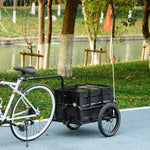 Remorque à vélo avec coffre de rangement amovible et pliable de 65L, réflecteurs de sécurité, charge max. 40KG, noir