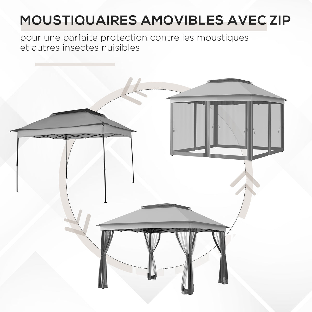 Tonnelle Barnum de Jardin Pop-up Pliant Acier Polyester imperméabilisé Anti UV moustiquaires + Sac de Transport