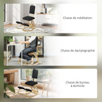 Siège assis genoux, tabouret ergonomique en bois à bascule avec dossier, chaise à genoux pour bureau à domicile, noir