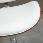 Set of 2 adjustable height bar stools, synthetic upholstery, 53 x 52 x 92-112 cm, white
