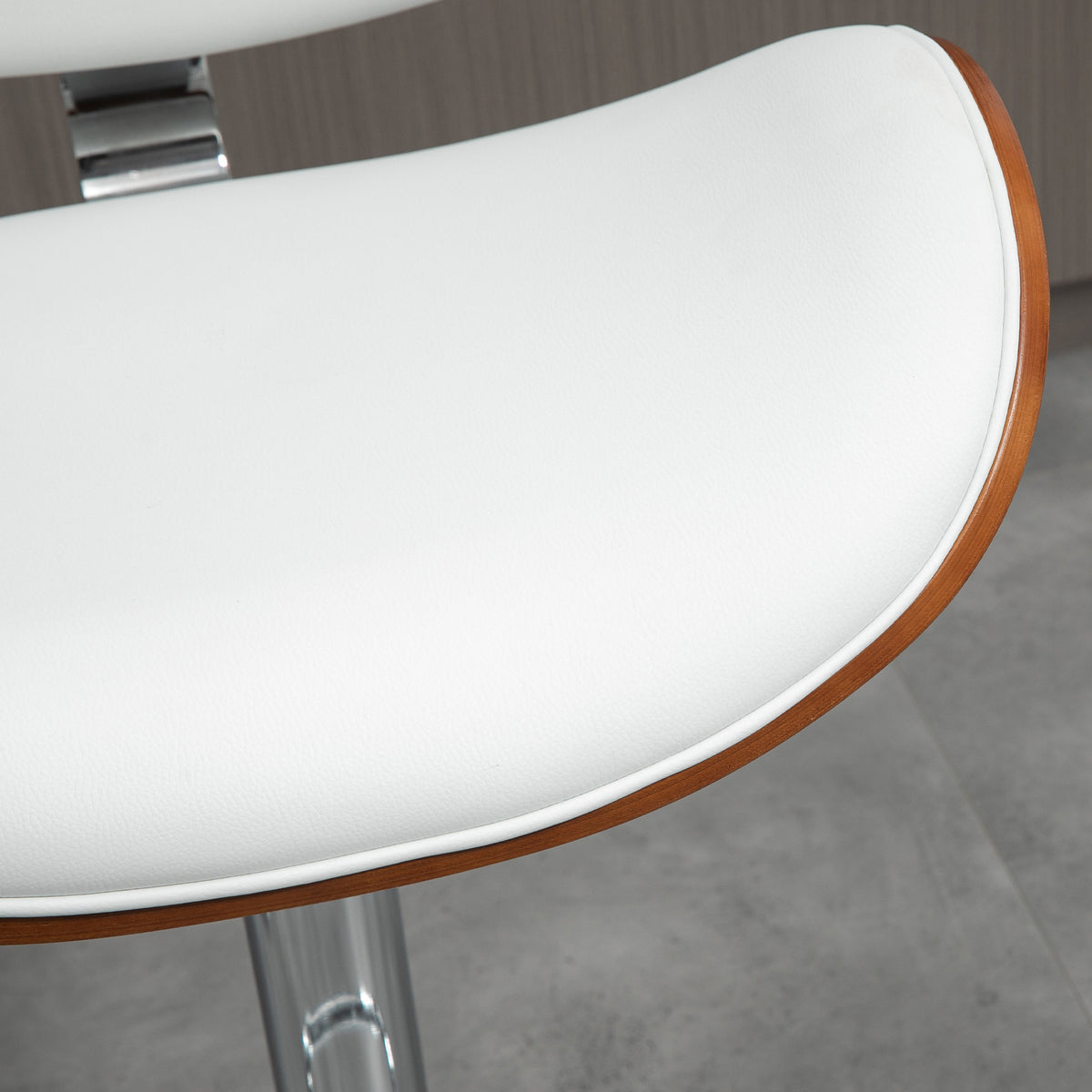 Set of 2 adjustable height bar stools, synthetic upholstery, 53 x 52 x 92-112 cm, white