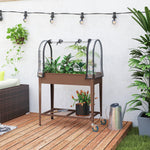 Jardinière surélevée avec bâche transparente, 2 roulettes et 1 étagère inférieure, dim. 80L x 40l x 120H cm