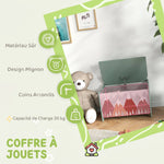 Coffre à jouet enfant coffre de rangement enfant couvercle rabattable motif de forêt coins arrondis 60 x 37 x 39 cm vert