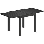 Table de jardin extensible pour 4-6 personnes avec rallonge auto-stockée aluminium avec effet bois 80-160 x 80 cm noir