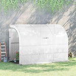 Serre de Jardin adossée avec Étagères 3 Niveaux, Petite Serre de Balcon en Bâche PE 140 g/㎡ 300 x 150 x 213 cm, blanc
