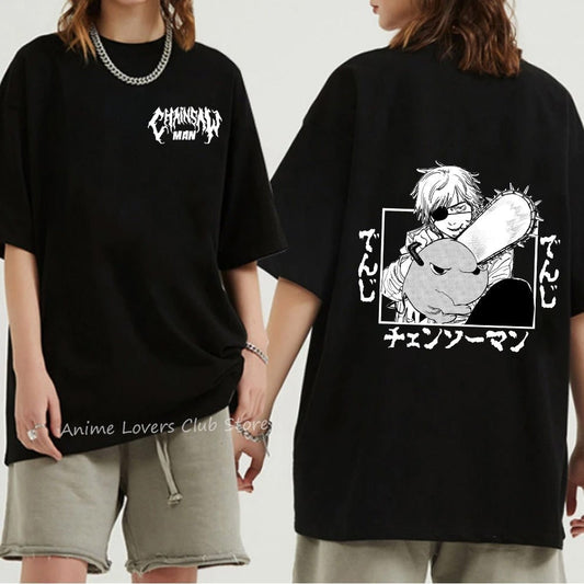 Denji & Pochita Attack Black T-Shirt-0