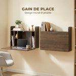Bureau suspendu table murale table d'ordinateur murale et tablette rabattable avec rangements - 77 x 20 x 51 cm