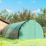 Serre de jardin tunnel serres tunnel 18 m² 8 fenêtres 2 portes articulées toile PE structure en fer galvanisé vert