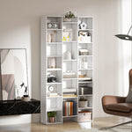 Bibliothèque, étagère à livres, étagère de rangement, 21 compartiments et 10 étagères réglables, 89,5x23,5x181cm, blanc