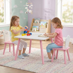 Table enfant avec chaise, ensemble table et 2 chaises en bois pour dessiner, jouer, étudier, rose-9