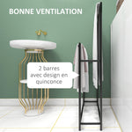 Porte serviettes sur pied sèche serviette 2 niveaux en métal pour la salle de bain, dim. 66l x 20P x 110H cm, noir