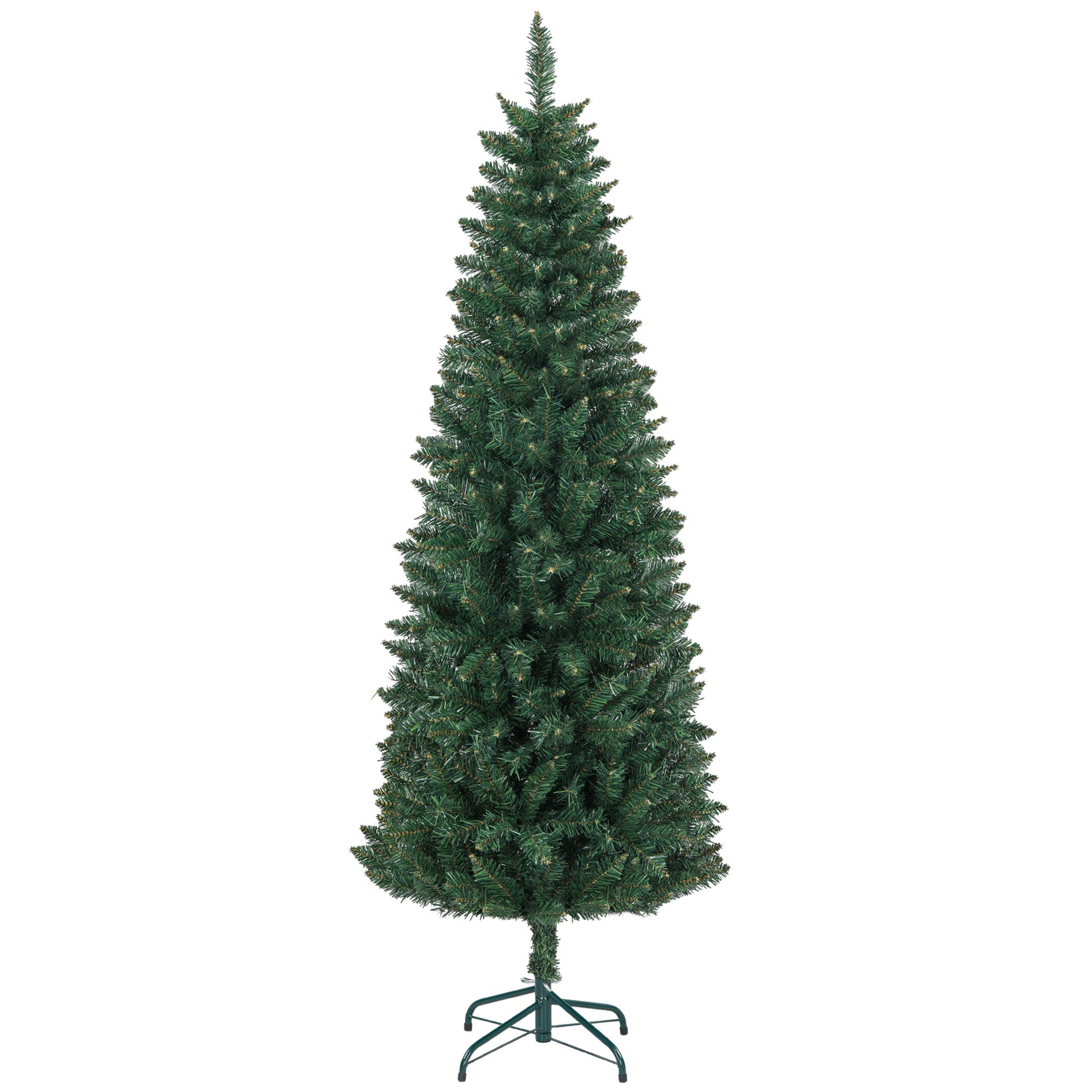 Sapin de Noël Artificiel 180 cm Arbre de Noël Slim avec support en acier pliable, 479 branches épines Vert-0
