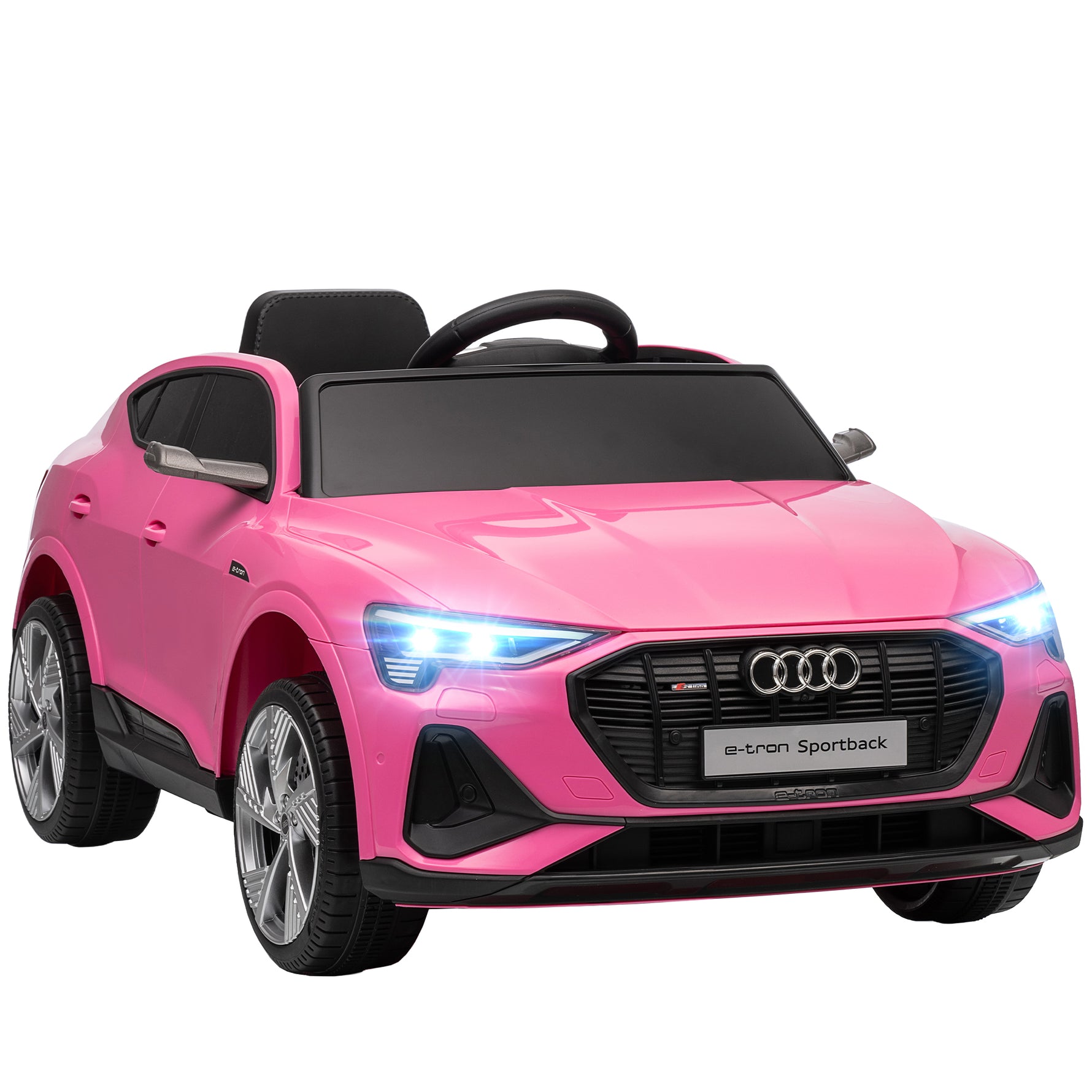 Voiture électrique enfants, véhicule électrique 12V avec télécommande 2,4G, phares, musique, klaxon, port USB, MP3, rose