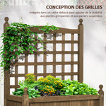 Jardinière avec treillis bac à fleurs jardinière sur pied 64 x 28 x 75 cm inserts d'irrigation bois massif
