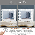 Miroir maquillage Hollywood lumineux 12 LED tactile - luminosité réglable, fonction mémoire - métal MDF blanc verre