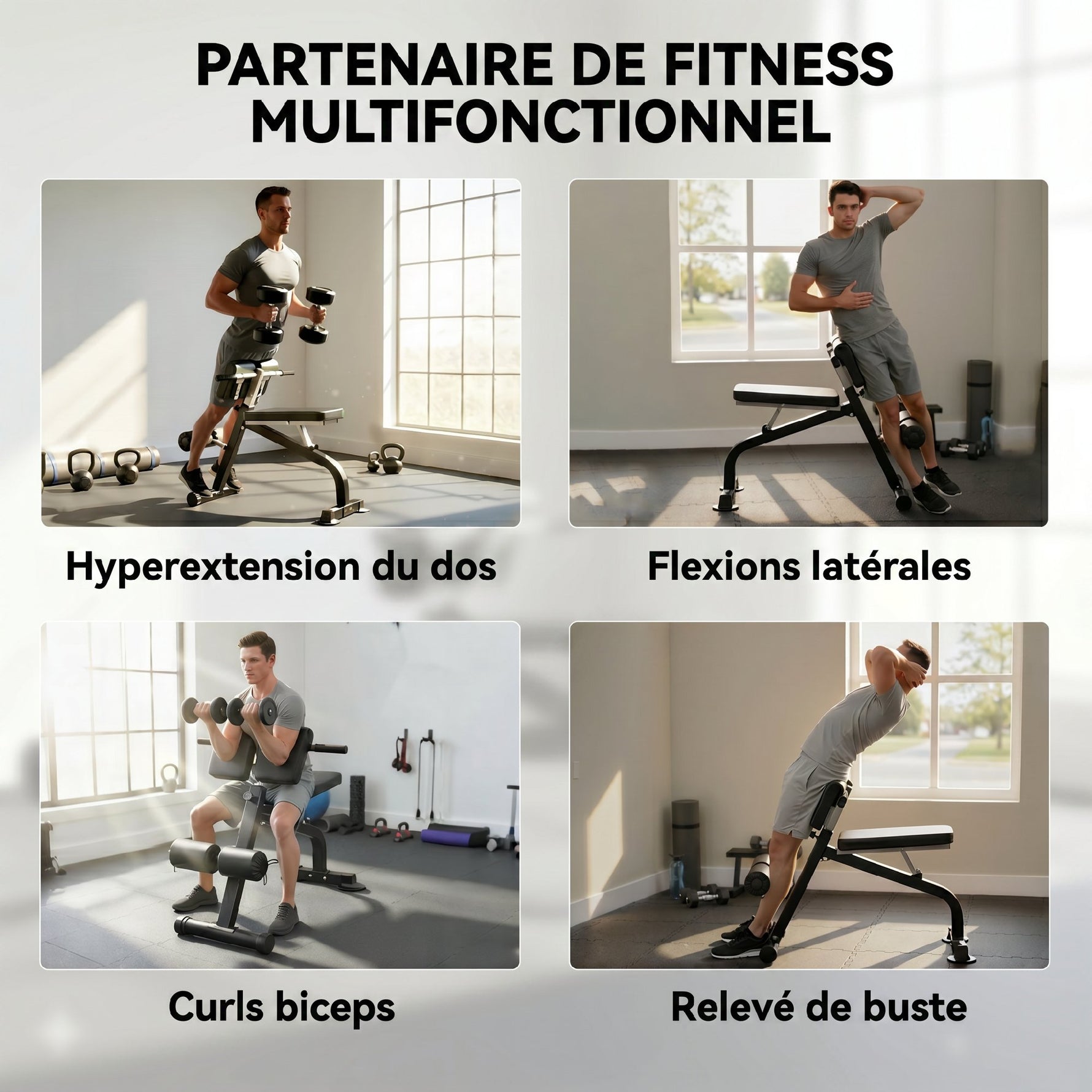 Banc de Musculation Pliable avec Hauteur et Inclinaison Réglables pour Entraînement Dos Bras, 96,6x68x69-110cm, Noir