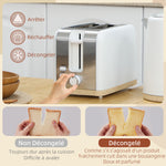 Ensemble bouilloire et grille-pain, 1,7L, 2200W, grille-pain 2 tranches avec 7 niveaux de brunissage, blanc