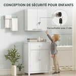 Wall-mounted medicine cabinet, medicine chest with lockable double door, 2 keys, 53x20x53cm, white