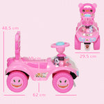 Voiture Porteur pour Enfants, Véhicule à Pousser avec Klaxon, Lumières, Musique, Volant, Rangement Sous le Siège, Rose