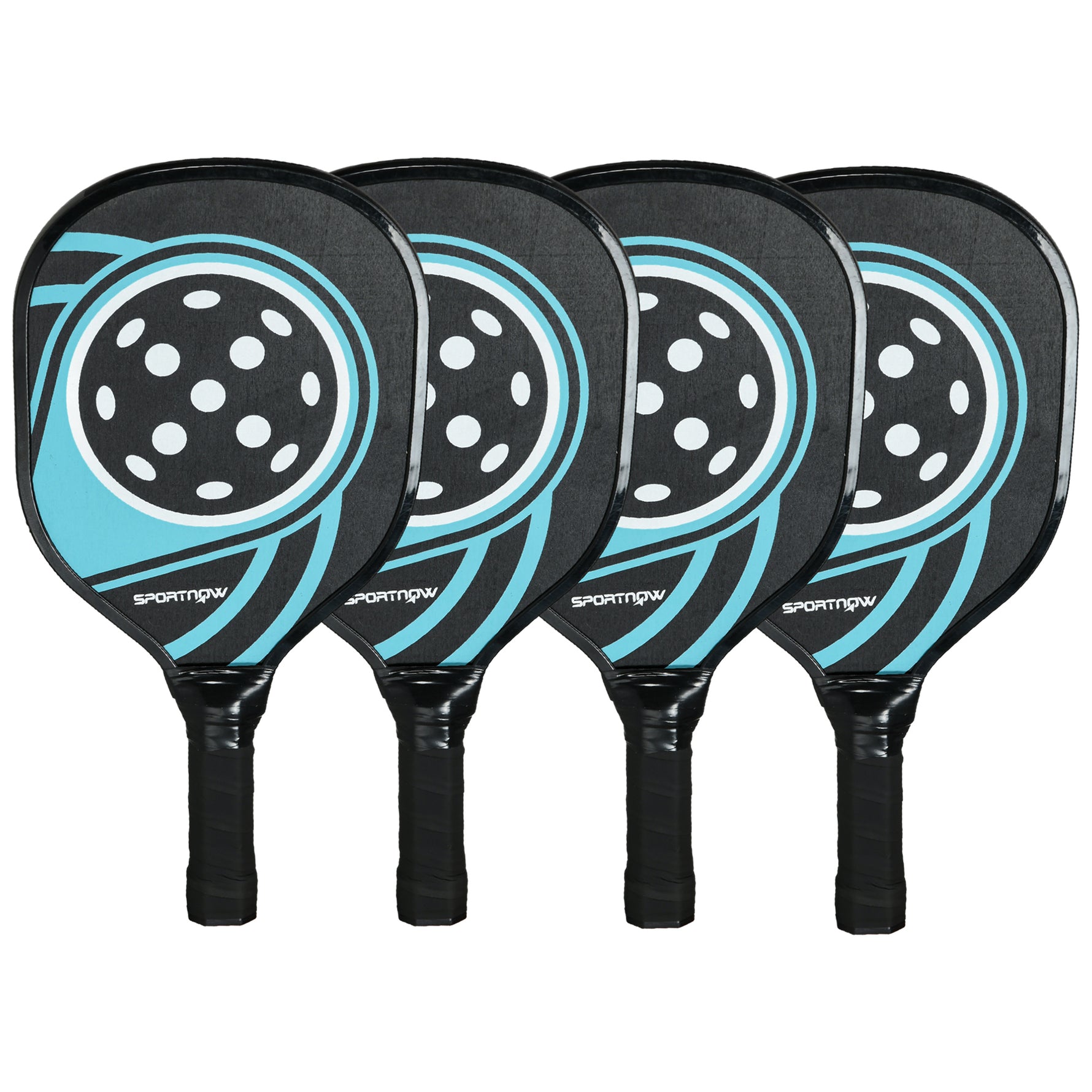 Lot de 4 raquettes de pickleball ensemble de raquette de pickleball en bois de peuplier 4 balles et un sac bleu et noir